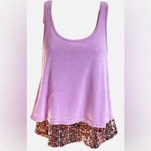 Lavender Scoop Neck Tank with‎ Sequin Hem